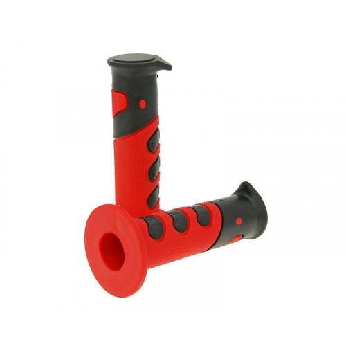 handlebar rubber grip set - red, black 21381