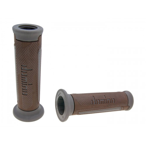 handlebar grip set Domino A350 on-road brown / grey open end grips 37165