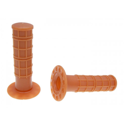 handlebar rubber grip set Domino 1131 off-road waffle retro brown 37175