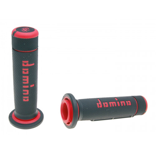 handlebar grip set Domino A180 ATV thumb throttle 22/22mm black-red 37197