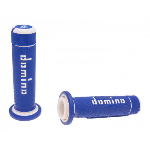 handlebar grip set Domino A180 ATV thumb throttle 22/22mm blue-white 37198