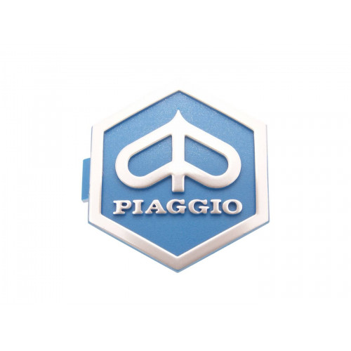 emblem / badge Piaggio 3D hexagonal 32x37mm to plug, blue / silver 36364