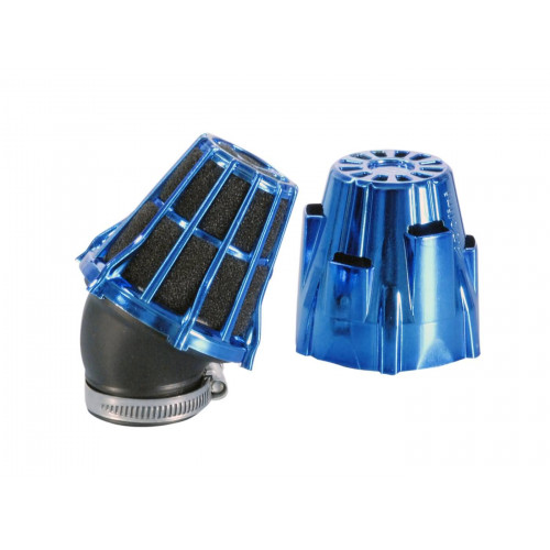 air filter Polini D.37 air box 37mm 30ﾰ chromed blue 203.0114
