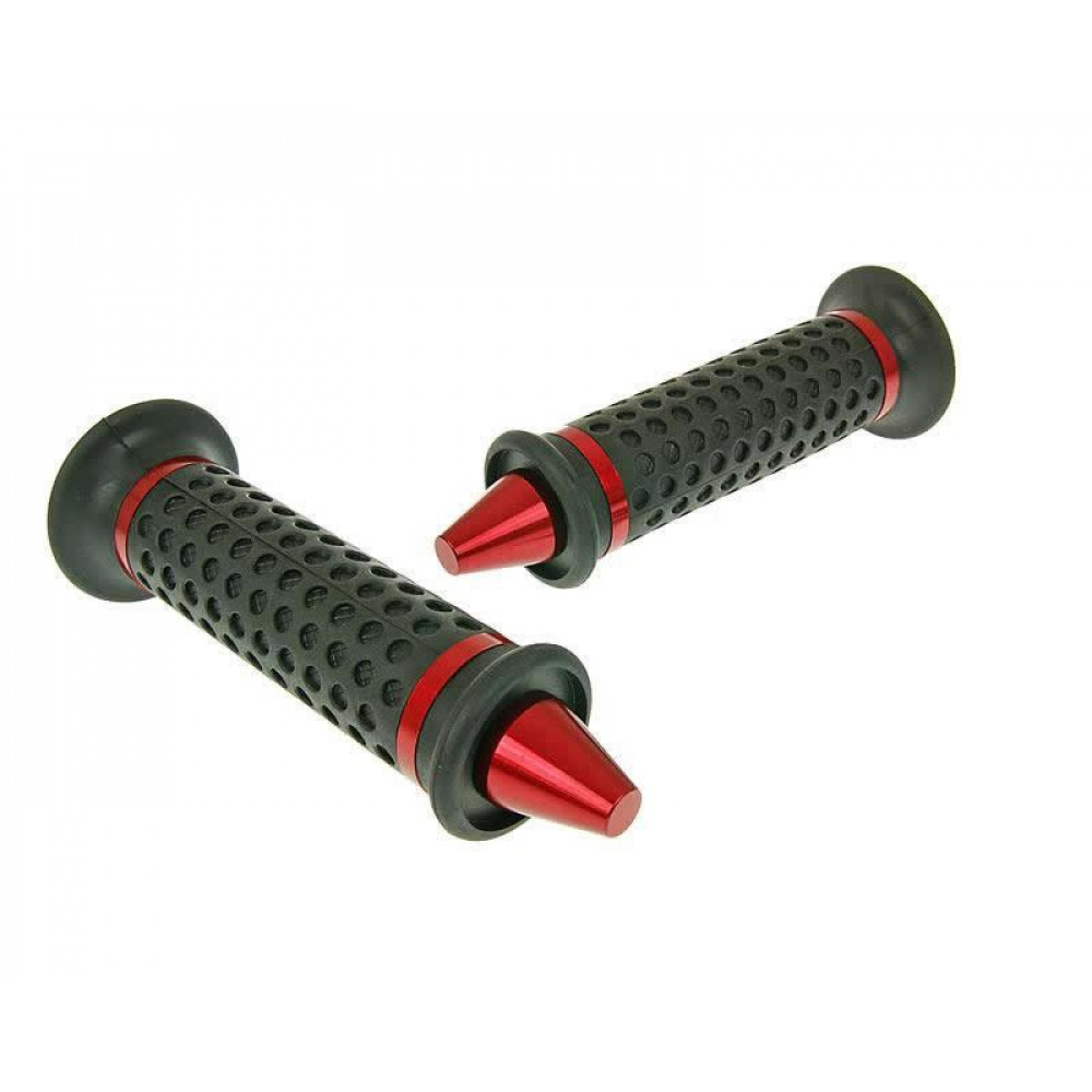 handlebar rubber grip set cone shaped red 15346
