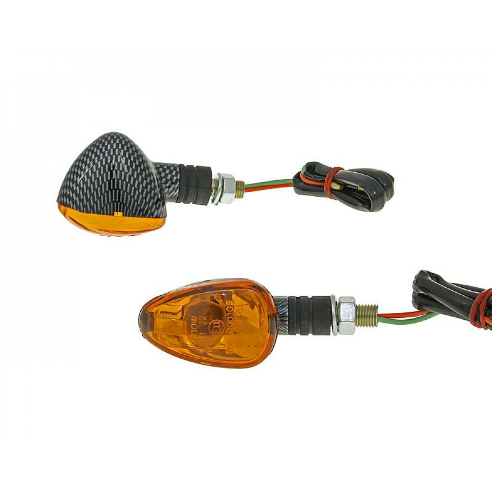 indicator light set M10 thread carbon look Doozy orange, short version VC20110